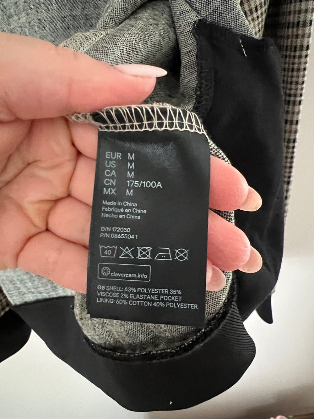 H&M Beige and Black Check Bomber Jacket - Picture 5 of 5
